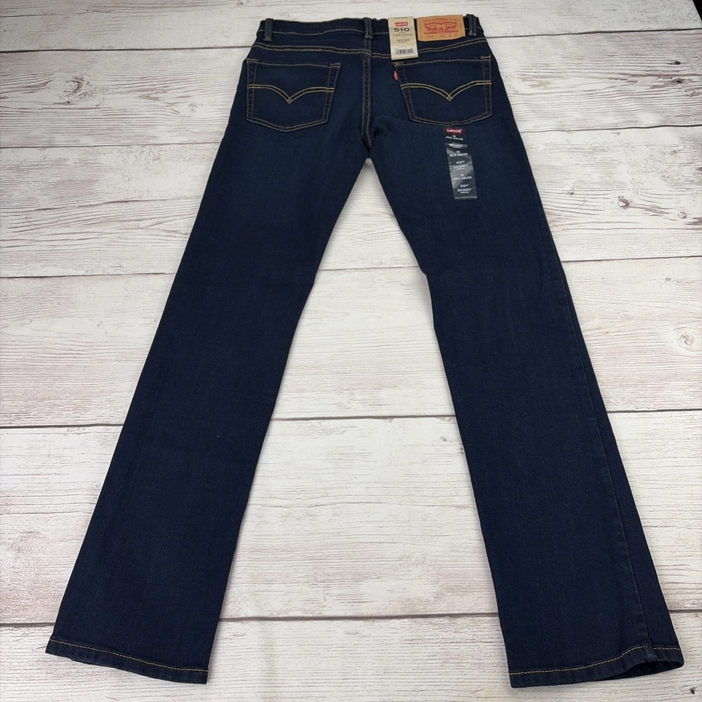 NWT Levi Strauss Teens 16 Reg 510 Dark Denim Stretch Hip To Ankle Skinny Jeans - Picture 16 of 16